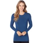 Women's Cuddl Duds Softwear Crewneck Top, Size: Xs, Turquoise/blue (turq/aqua)