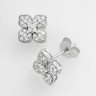 10k White Gold 1/4-ct. T.w. Diamond Lotus Flower Stud Earrings, Women's