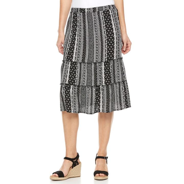 Women's Studio 253 Tiered Midi Skirt, Size: Xl, Oxford
