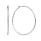 Napier Silver Tone Textured Hoop Earrings, Girl's, Grey