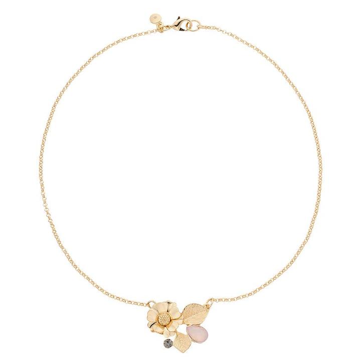 Lc Lauren Conrad Pink Flower Leaf Cluster Necklace, Women's