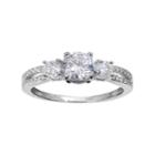 Primrose Sterling Silver Cubic Zirconia 3-stone Ring, Women's, Size: 7, Grey