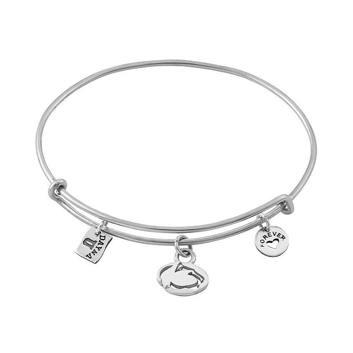 Dayna U Sterling Silver Penn State Nittany Lions Charm Adjustable Bangle Bracelet, Women's, Grey