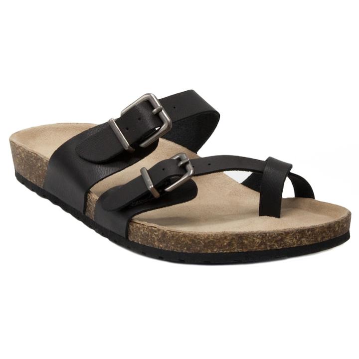 Sugar Xporter Women's Footbed Sandals, Size: Medium (7), Black