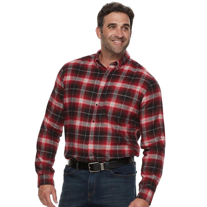 Big & Tall Croft & Barrow&reg; Regular-fit Flannel Woven Button-down Shirt, Men's, Size: L Tall, Med Red