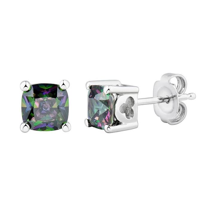 Diamonluxe Sterling Silver Moxie Green Cubic Zirconia Stud Earrings, Women's