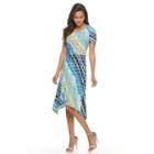 Women's Dana Buchman Printed Shark-bite Hem Dress, Size: Large, Med Green