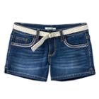 Girls 7-16 Mudd&reg; Belted Dark Wash Jean Shortie Shorts, Girl's, Size: 14, Blue