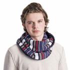 Muk Luks, Men's Reversible Striped Infinity Scarf, Blue (navy)