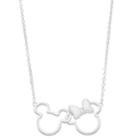 Disney's Mickey Mouse 90th Anniversary Interlocking Mickey & Minnie Necklace, Women's, Size: 18, Silver