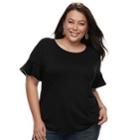 Plus Size Apt. 9&reg; Beaded Flutter Tee, Women's, Size: 1xl, Black