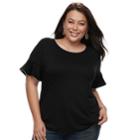 Plus Size Apt. 9&reg; Beaded Flutter Tee, Women's, Size: 1xl, Black