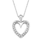 10k White Gold 1/6 Carat T.w. Diamond Heart Pendant, Women's, Size: 18