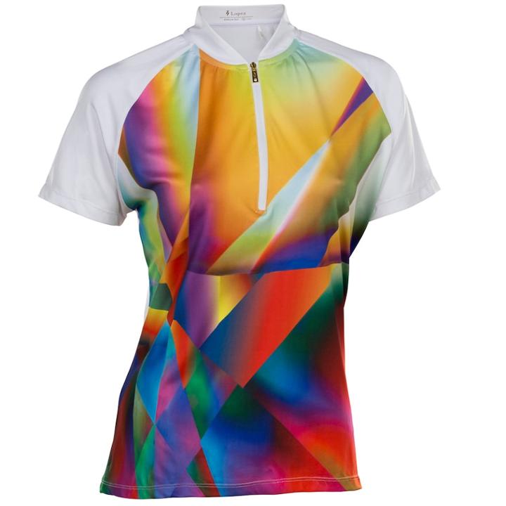 Women's Nancy Lopez Prism Short Sleeve Golf Polo, Size: Small, White Oth