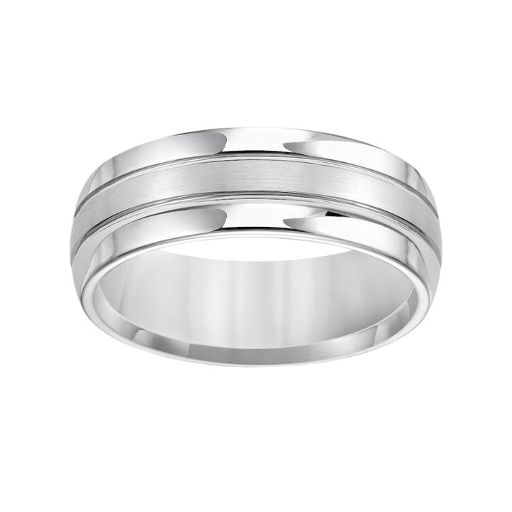 Lovemark White Tungsten Groove Men's Wedding Band, Size: 11.50, Grey