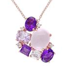 Sterling Silver Rose Quartz & Gemstone Cluster Pendant, Women's, Size: 18, Purple