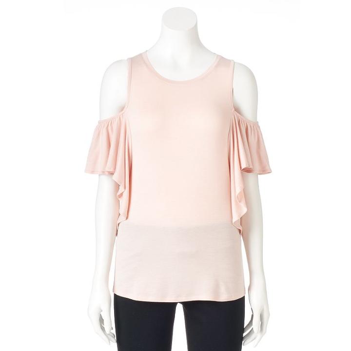 Women's Apt. 9&reg; Ruffle Cold-shoulder Top, Size: Xl, Lt Orange