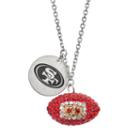 San Francisco 49ers Crystal Sterling Silver Team Logo & Football Charm Necklace, Women's, Size: 18, Multicolor