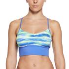 Women's Nike Gleam Abstract Crop Bikini Top, Size: Small, Blue Other