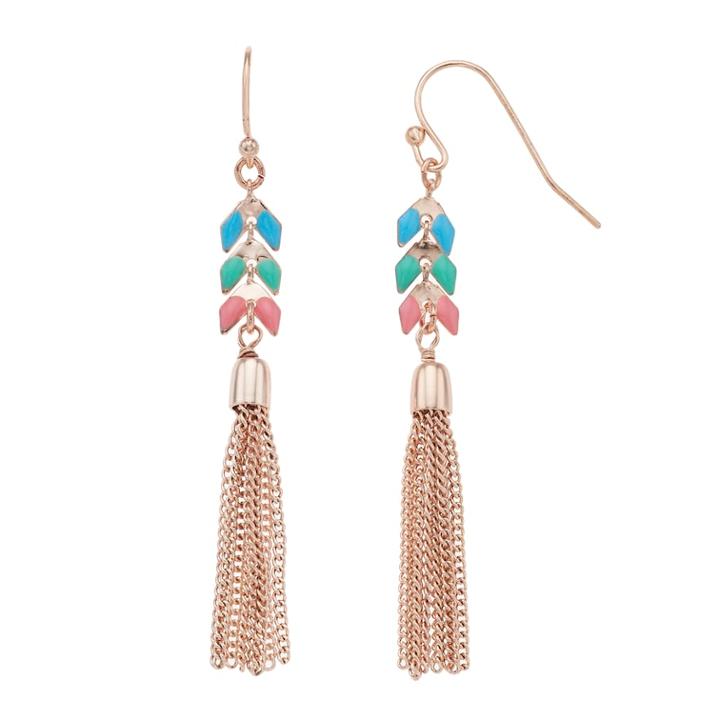 Lc Lauren Conrad Colorful Nickel Free Tassel Drop Earrings, Women's, Multicolor