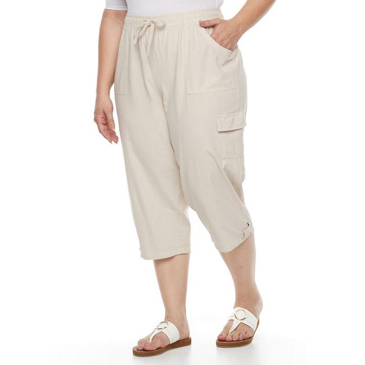Plus Size Gloria Vanderbilt Tatiana Cargo Capris, Women's, Size: 1xl, Beig/green (beig/khaki)