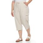 Plus Size Gloria Vanderbilt Tatiana Cargo Capris, Women's, Size: 1xl, Beig/green (beig/khaki)