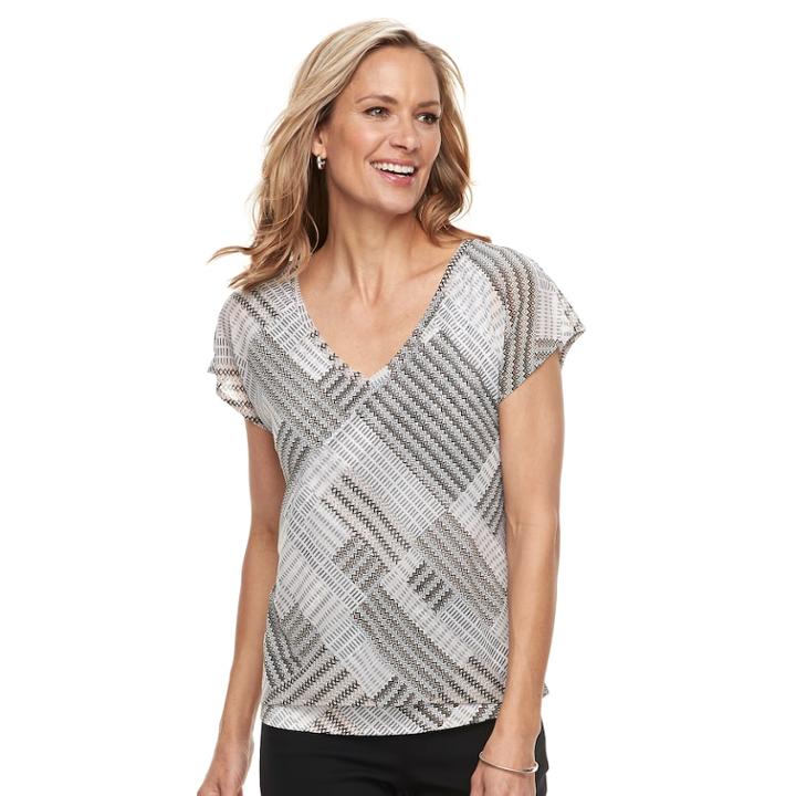 Women's Dana Buchman Print Layered Hem Top, Size: Xs, Dark Beige