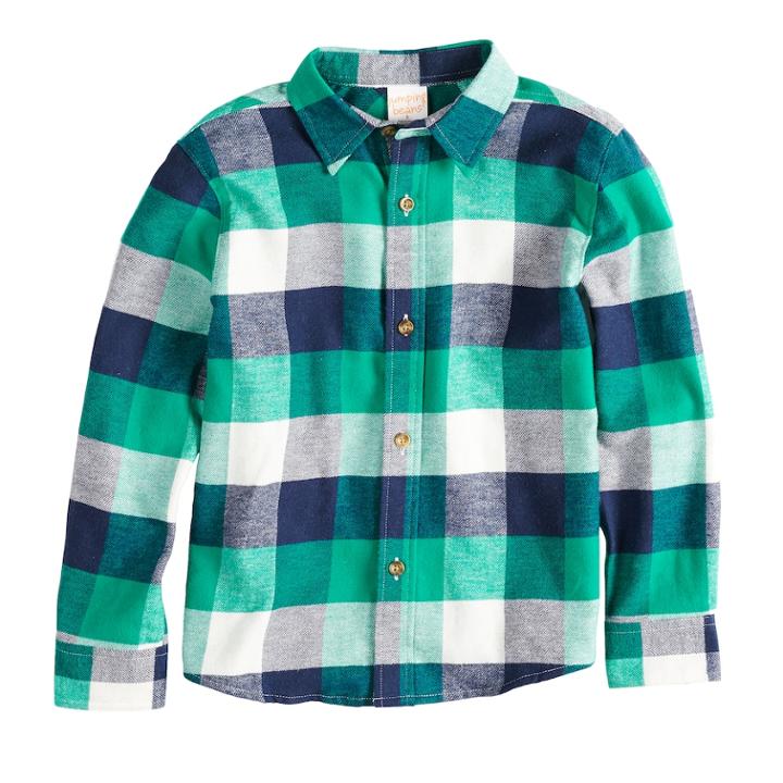 Boys 4-12 Jumping Beans&reg; Flannel Plaid Button Down Shirt, Size: 5, Dark Blue