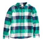 Boys 4-12 Jumping Beans&reg; Flannel Plaid Button Down Shirt, Size: 5, Dark Blue