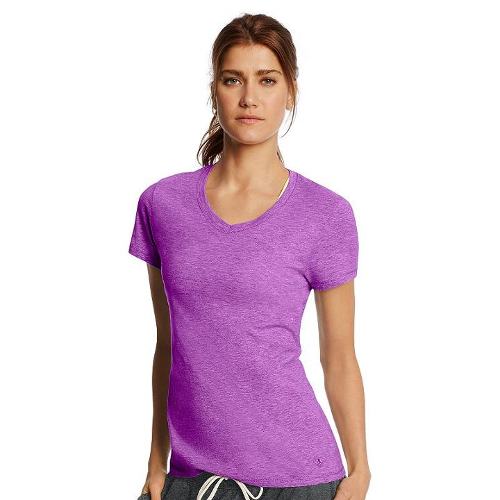 Women's Champion V-neck Tee, Size: Xl, Med Grey