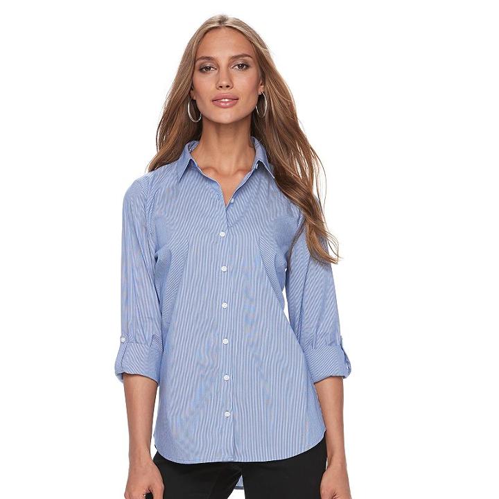 Women's Apt. 9&reg; Structured Shirt, Size: Medium, Blue