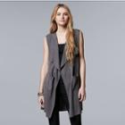 Women's Simply Vera Vera Wang Simply Separates Long Vest, Size: Small, Dark Grey