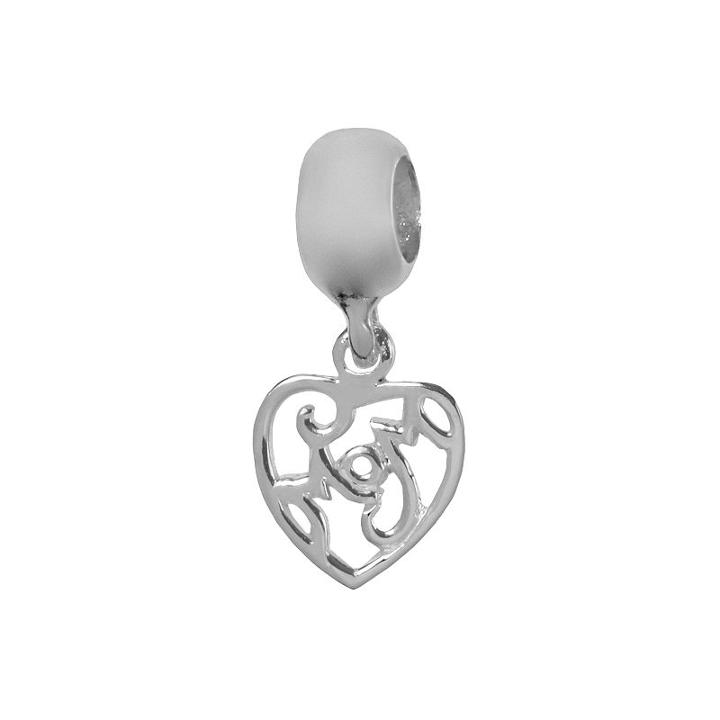 Individuality Beads Sterling Silver Mom Heart Charm, Women's, Grey