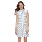 Women's Sharagano Striped Mockneck Fit & Flare Dress, Size: 10, Blue (navy)