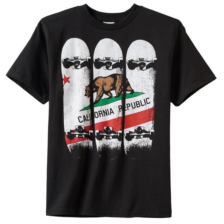 Boys 8-20 Cali Skatin' Tee, Boy's, Size: Medium, Black