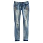 Girls 7-16 & Plus Size Mudd&reg; Embellished Destructed Released Hem Skinny Jeans, Size: 16 1/2, Blue