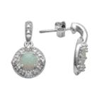 Sterling Silver Lab-created Opal And Diamond Accent Drop Earrings, Women's, White