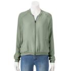 Juniors' About A Girl Solid Bomber Jacket, Size: Xs, Lt Green