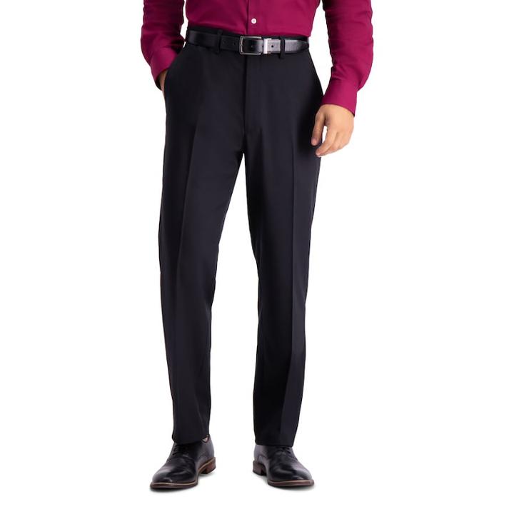 Men's Haggar Travel Performance Tailored Fit Stretch Flat-front Suit Pants, Size: 36x32, Black