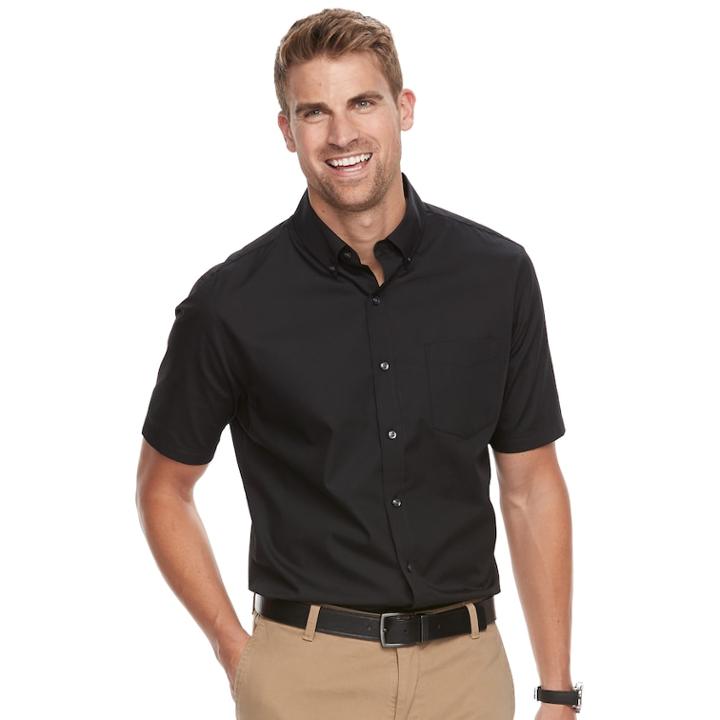 Men's Croft & Barrow&reg; Classic-fit Easy-care Button-down Shirt, Size: Large, Black