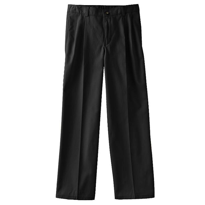 Boys 8-20 Husky Chaps Pleated-front Twill Pants, Boy's, Size: 14 Husky, Black