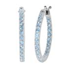 Oro Leoni Sterling Silver Blue Topaz Inside-out Hoop Earrings - Made With Genuine Swarovski Gemstones, Women's