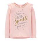 Girls 4-12 Carter's Ruffled Glittery Graphic Tee, Size: 10-12, Light Pink