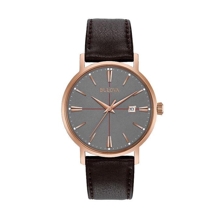 Bulova Men's Classic Leather Watch - 97b154, Brown