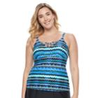 Plus Size Croft & Barrow&reg; Lace-up Tankini Top, Women's, Size: 22 W, Med Blue