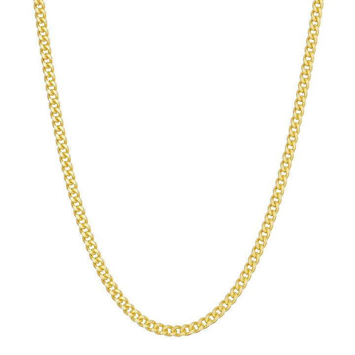14k Gold Over Silver Curb Chain Necklace - 18 In, Women's, Size: 18, Yellow