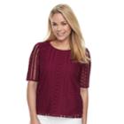 Petite Dana Buchman Lace Tee, Women's, Size: L Petite, Dark Pink
