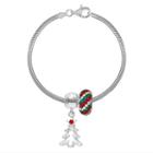 Individuality Beads Crystal Sterling Silver Bracelet, Christmas Tree Charm & Bead Set, Women's, Multicolor