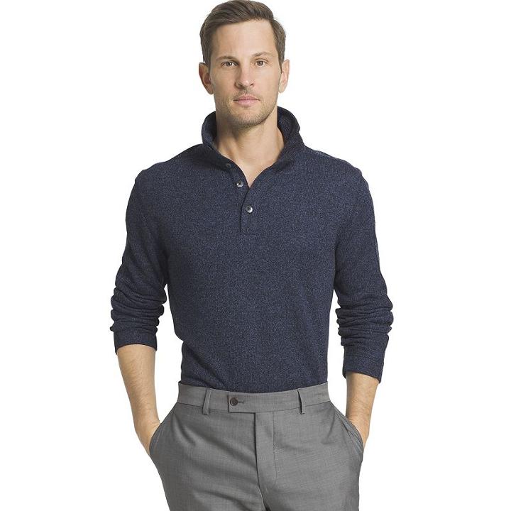 Big & Tall Van Heusen Classic-fit Mockneck Fleece Sweater, Men's, Size: 3xl Tall, Blue Other