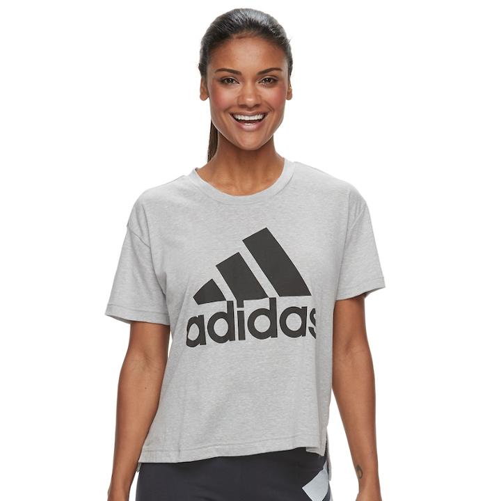 Women's Adidas Short Sleeve Graphic Tee, Size: Large, Grey
